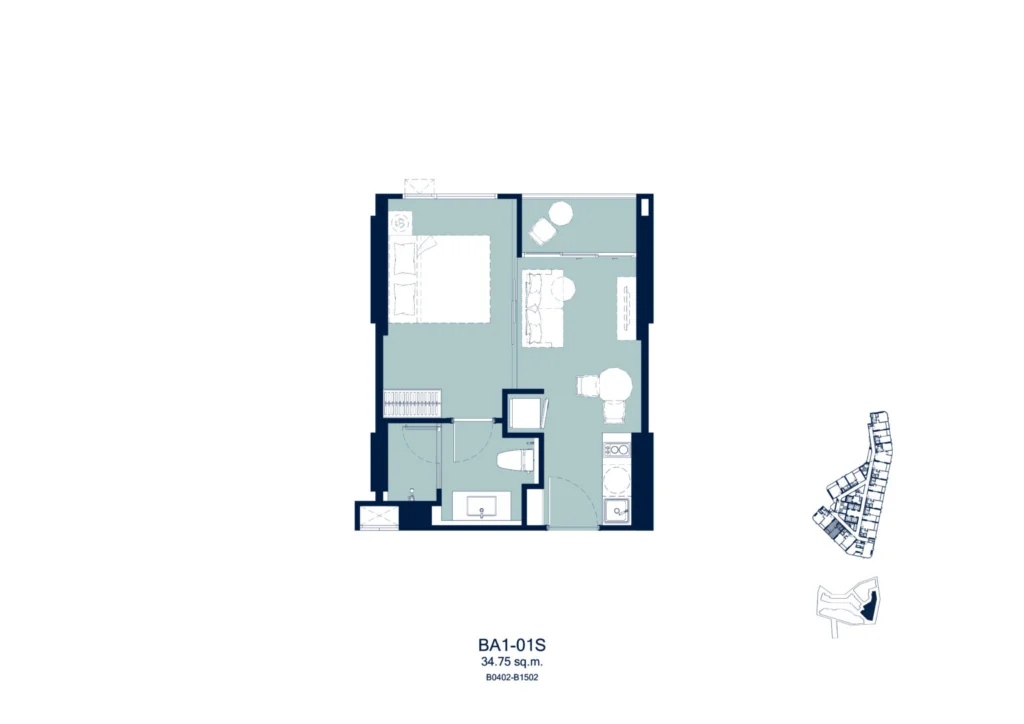 1 Bedroom 34.75 SQM
